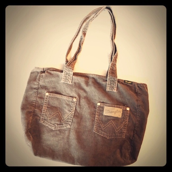 Wrangler Handbags - VTG 90s Wrangler Tote Brown Corduroy Shoulder Bag